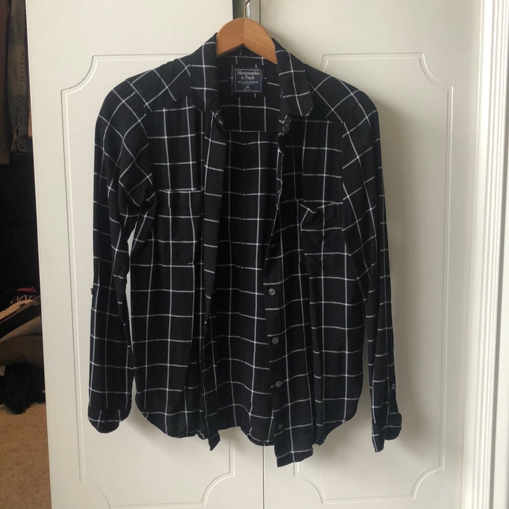 Windowpane Black And White Button Down - image 1